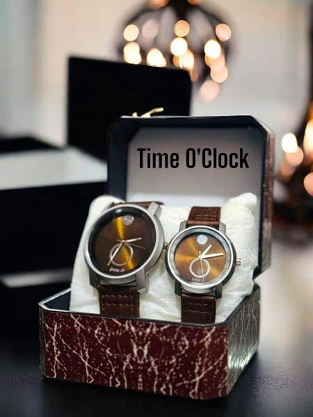 Premium Leather Couple Watch 1