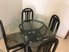 Glass Top 4 seater dinning table for sale