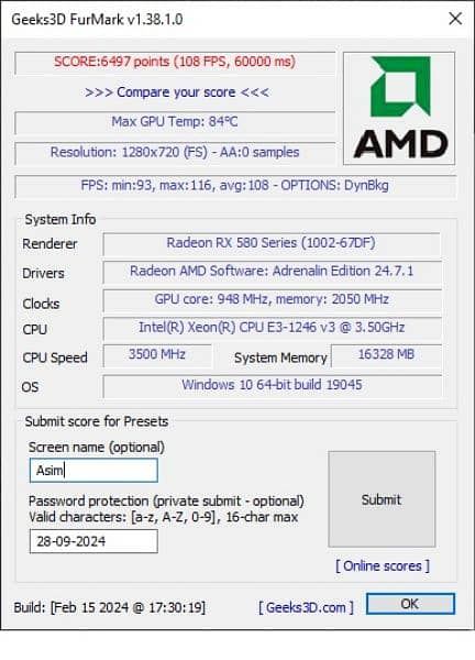 ASUS RX 580 8GB 256 Bits 6