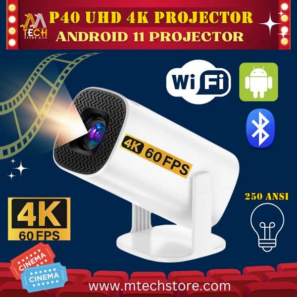 P30 Android Projector:4K Decoding, Dual-Band WiFi, and Bluetooth 5.0 0