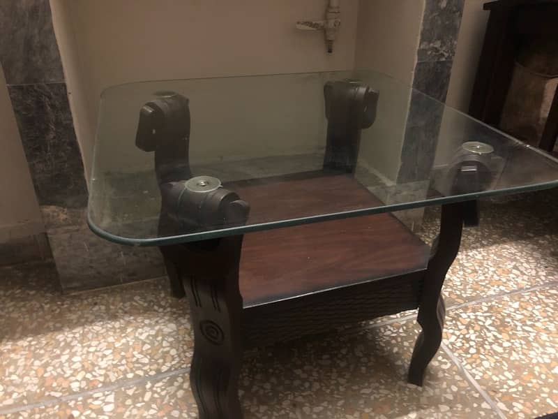 Set of three wooden Tables with Glass On Top 2