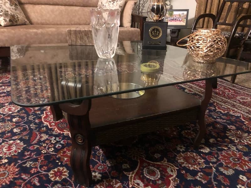 Set of three wooden Tables with Glass On Top 6