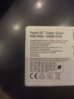 Redmi 9T 6GB Ram 128 Hard 6000 mah Bettery