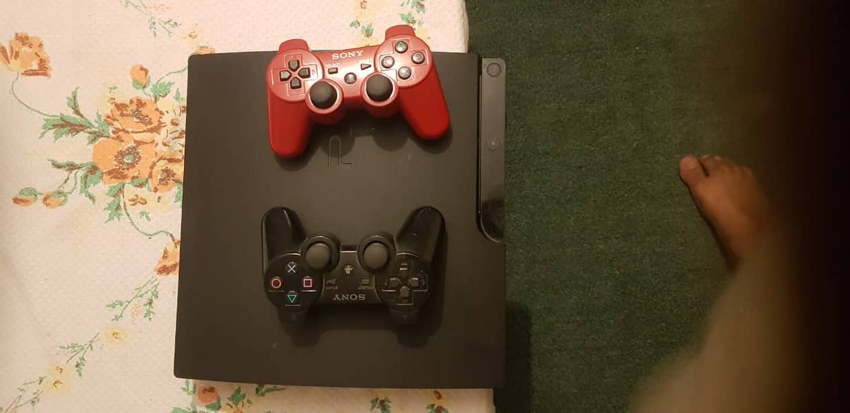 (slim-Playstation 3  jailbreak+3 controler wrkng cndition 3