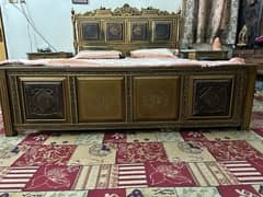 Orignal wooden bed with metal desiside tables & dressing table