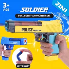 2 in 1 Bullet and Water Gun Soft Shooting Police Toy Gun