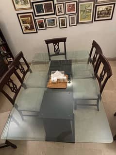 Glass Top Dining Table with 8 Dining Chairs