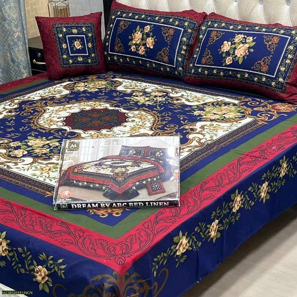 4 Pcs Crystal Cotton Printed Double Bedsheet 1