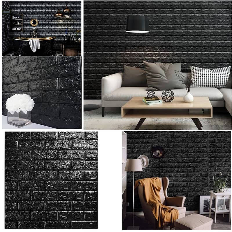 3D Adhesive Water Proof Foamic Wallpaper Wall Background Panel Sticke 3