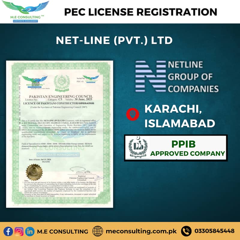 PEC - PPIB/AEDB - SECP - FBR Tax / PRA - ISO - Company Reg. in KSA 12