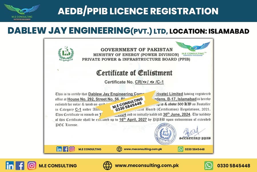 PEC - PPIB/AEDB - SECP - FBR Tax / PRA - ISO - Company Reg. in KSA 9