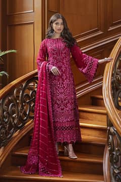 3PC/women suit/ unstitched/embroidered/brandedsuiy