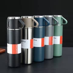 H-409 Vacuum Flask Gift Set With 3 Stainless Steel Cups Combo – 500ml