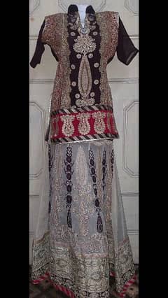 brown golden lehnga