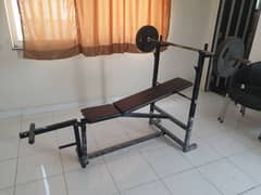 Bench Press with Rod and Weights