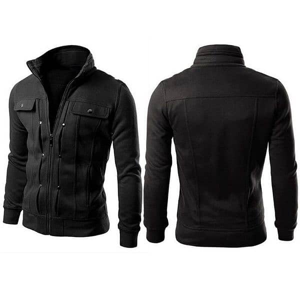 1 pc Men's Fleece Plain Jacket,Maxican Style-Black 1