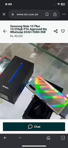 Samsung note 10 plus 12/256gb PTA approved My Whatsapp 0342=7658=350