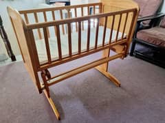 Baby Cot with Mattress, Covers, and Foam Walls.