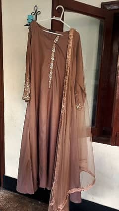 Brown and golden 2 pc dress