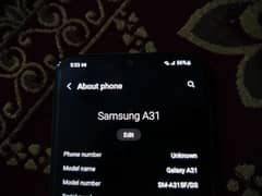 Samsung Galaxy A31 4GB 128GB White color excellent condition