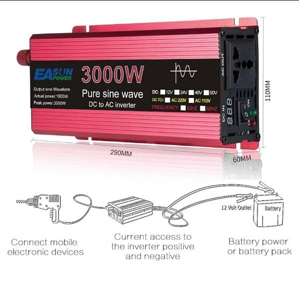 EASUN Pure Sine Wave solar Inverter 12V  To 220V Voltage Electr 10