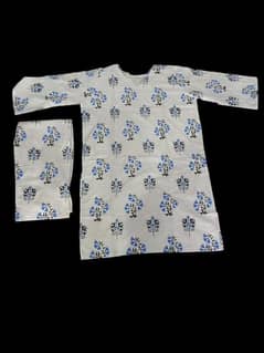 2 pcs Women's Stitched Linen Block printed shirt and Trouser