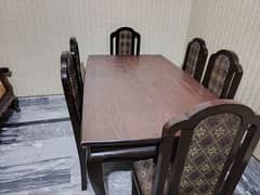 Dining Table 6 Chairs and 2 sitting mura Type Stool