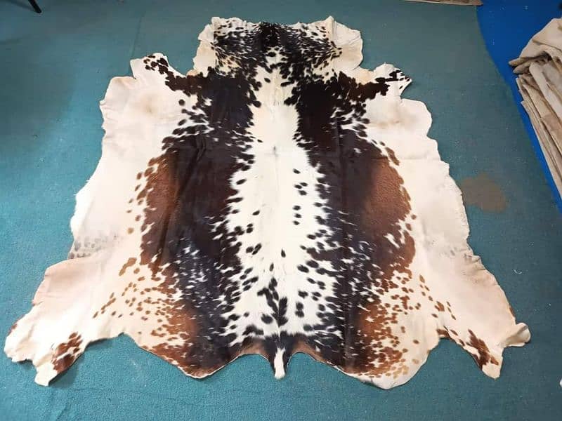 NEW LARGE 100% COWHIDE LEATHER RUGS TRICOLOR COW HIDE SKIN CARPET AREA 5