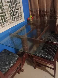 wood Nd glass dining table