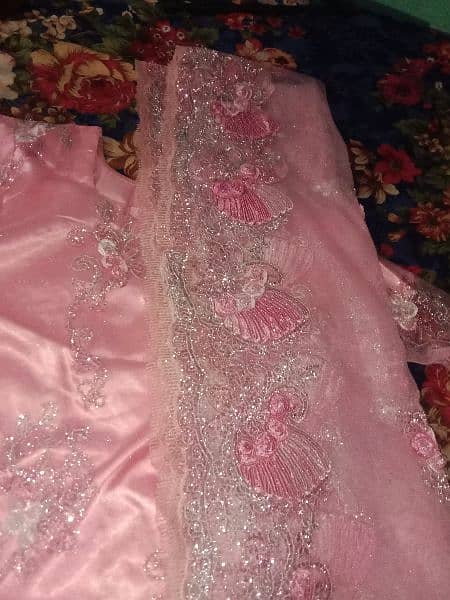 beautiful pink net silk ribbon embroidery dress 1