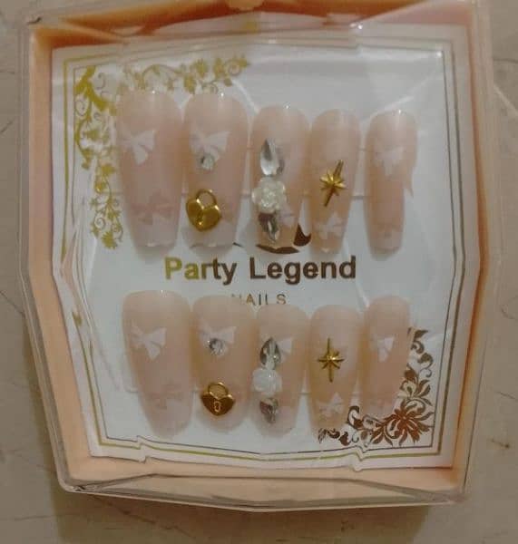 10 Pcs Nails With Sticker Handmade Beads Nails (random Design) 2