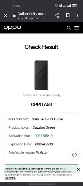 Oppo a58 (8+8.128) no open no repair box charger original ha 5