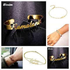 customize name gold plated necklace single name 1000 double 1200 .