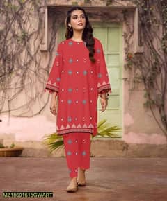 2 Pcs Women's Unstitched Khaddar Printed Suit 0