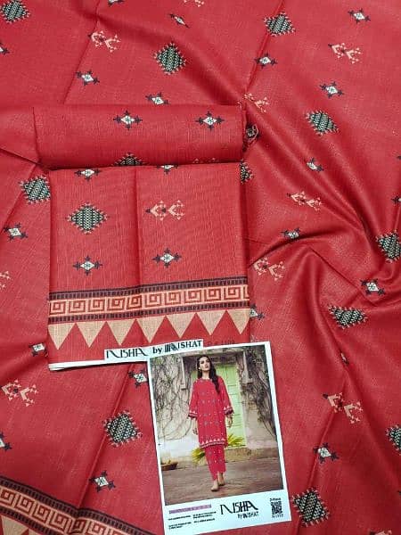 2 Pcs Women's Unstitched Khaddar Printed Suit 2