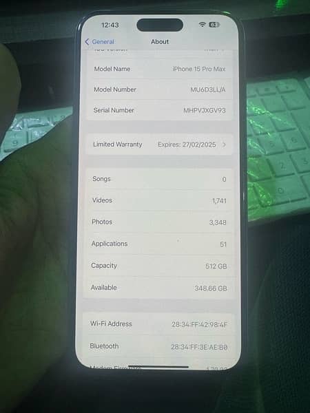 Iphone 15 Pro Max JV 512 gb 10/10 condition 98 BH 1