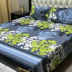 3 Pcs Crystal Cotton Printed Double Badsheet