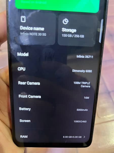 infinix hot 30 5G non PTA 1 month sim working 7