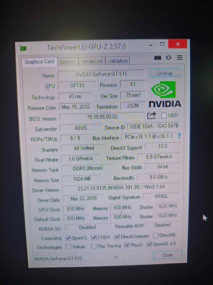 Asus Nvidia gt 610 1gb ddr3 graphic card 3