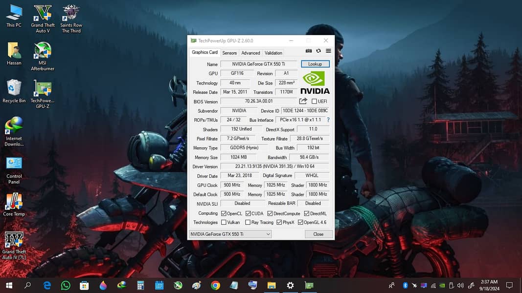 Nvidia GTX 550Ti 1GB GDDR5 192bit (GTA5 60fps) 2