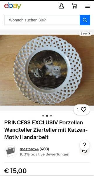 PRINCESS EXCLUSIV Porzellan Wandteller Zierteller mit Katzen 3