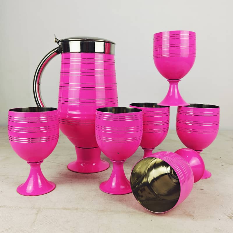 stainless steel Water Set 1 Jug with 6 Glasses Pakistan Standard Prem 3