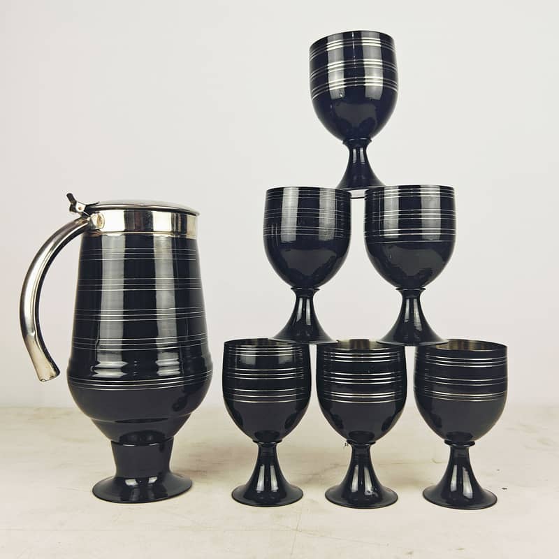 stainless steel Water Set 1 Jug with 6 Glasses Pakistan Standard Prem 6