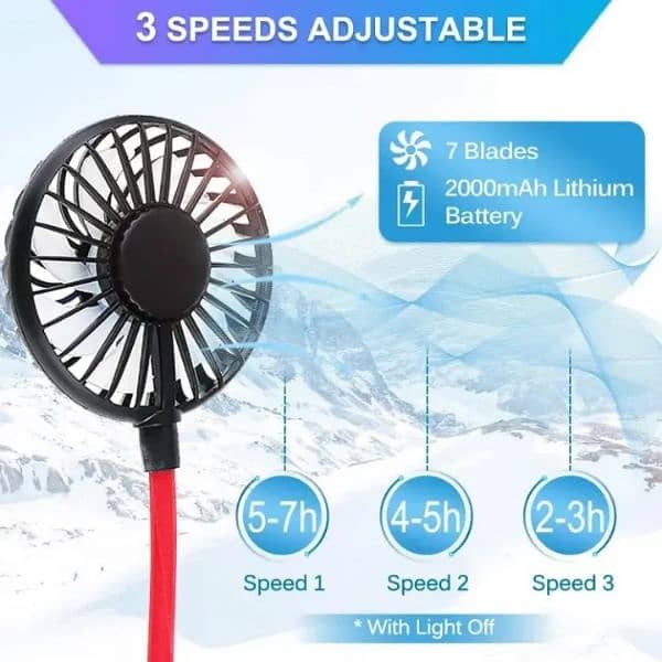 Brand New USB Rechargeable Portable neck fan Neckband Double Fan 4