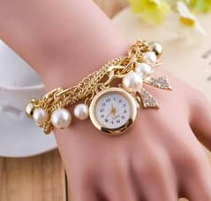 Pearl Bracelet Watch For Girls (Free delivery)