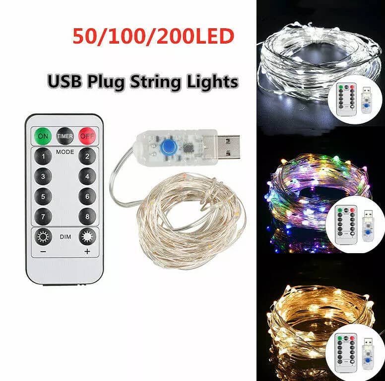 USB Twinkle LED String Fairy Lights Copper Wire Party Remote 7