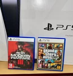 Ps5 for sale only 4-5 times played, with CodMw3 & Gta 5