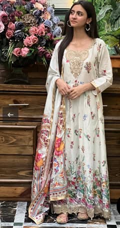 Beautiful 2 piece Embroidered Maxi with fancy organza dupatta