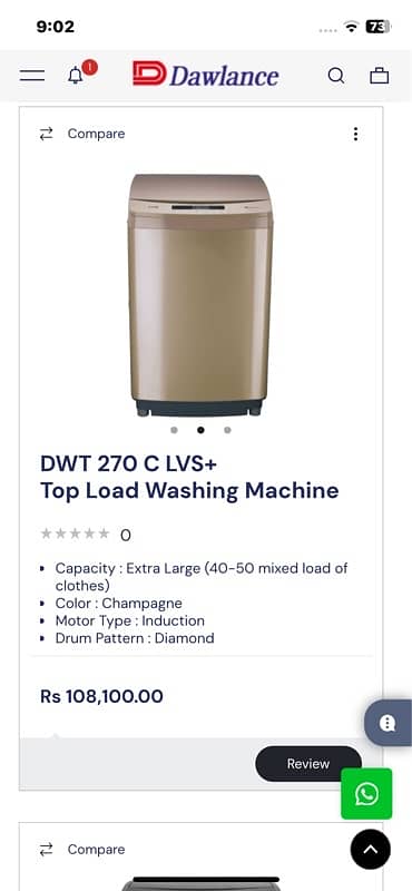 dawlance automatic washing machine 12