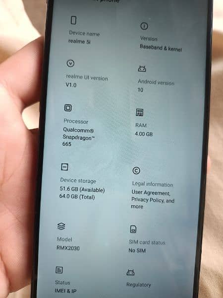 Realme 5i 4/64 gb only mobile id card copy 7